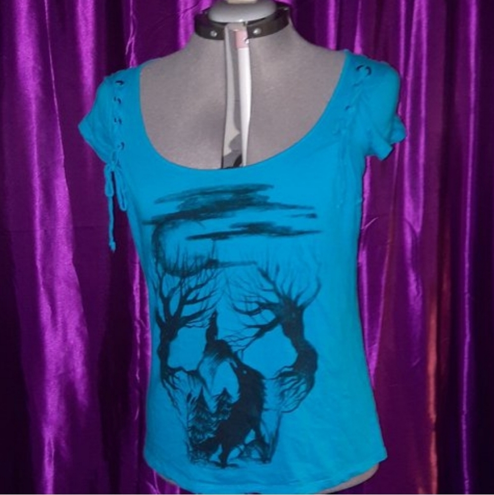 Vintage Blue Lace Up Shirt by Sweet Love 💘